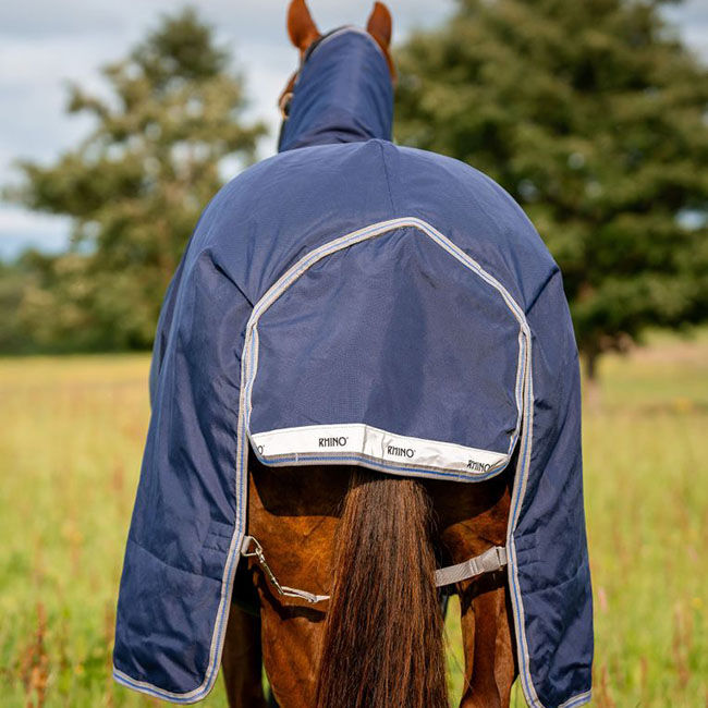 Horseware Rhino Plus Turnout with Vari-Layer (450g Heavy) - Navy/Titanium Grey & Classic Blue image number null