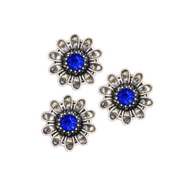 Weaver Equine Designer Snap Set - Sapphire Silver Flower image number null