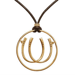 Urban Equestrian Double Luck Horseshoe Necklace - 14K Gold Vermeil & Leather