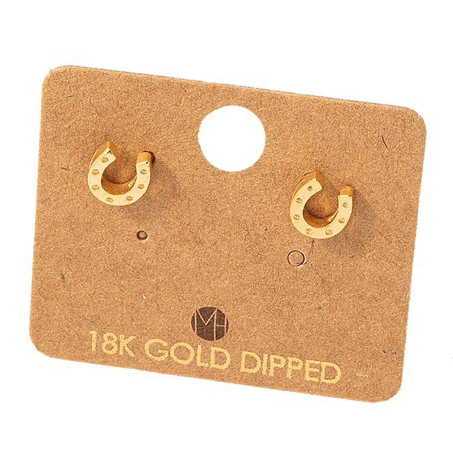 Fame Accessories Mini Horseshoe Post Stud Earrings - 18K Gold Dipped image number null