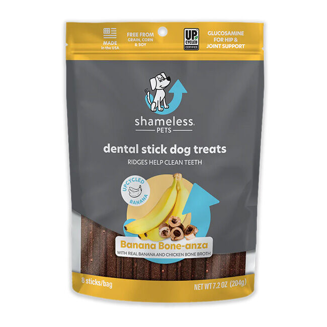 Shameless Pets Dental Stick Dog Treats - Banana Bone-anza with Real Banana & Chicken Bone Broth - 7.2 oz image number null