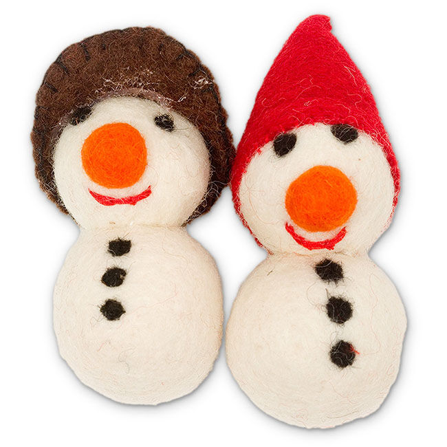 Dharma Dog Karma Cat Wool Cat Toy - Snowmen - 2-Pack image number null