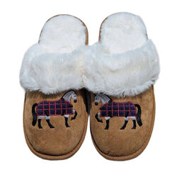 Kelley and Company Women's Faux Fur Suede Slippers - Grey Horse