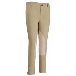 TuffRider Kids' Cotton Pull-On Knee Patch Breech - Light Tan