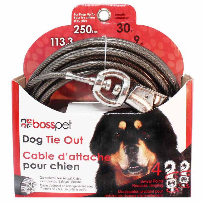Boss Pet Vinyl-Coated Cable Dog Tie-Out - Silver image number null