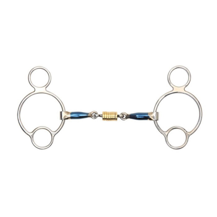 Blue Alloy Baucher Hanging  Cheek Brass Alloy Rollers All size Horse Bit 