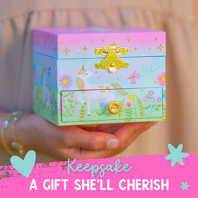 Giggle & Honey Musical Jewelry Box - Floral Unicorn image number null