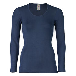 Engel Women's Wool/Silk Blend Long Sleeve Shirt - Navy