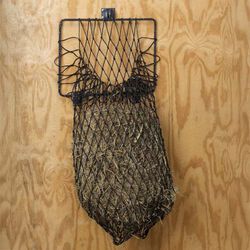 Tough1 Hay Hoops II Quick Assemble Collapsible Wall Hay Feeder with Net - Black Hammered Finish