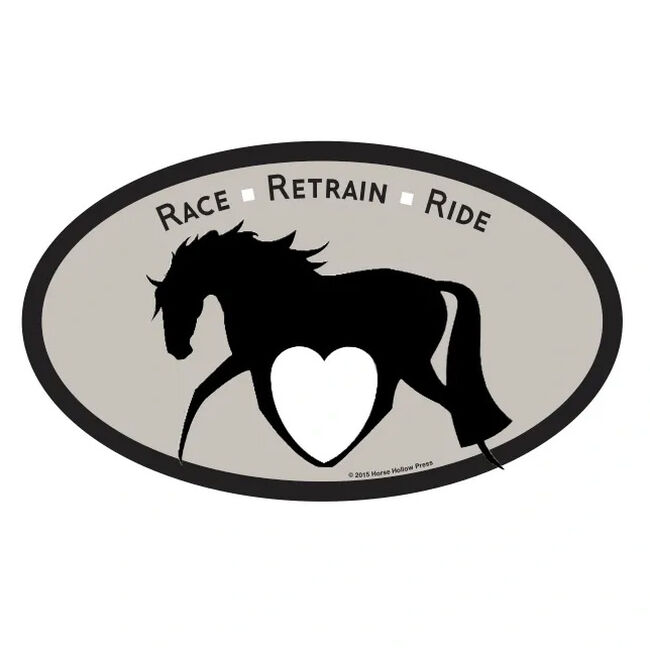 Horse Hollow Press "Race, Retrain, Ride" Oval Sticker image number null