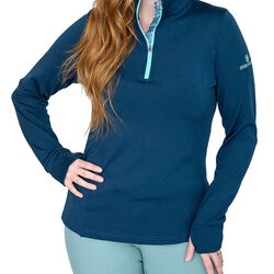 Romfh Women's Aachen Mock Zip Shirt - Blue Spruce