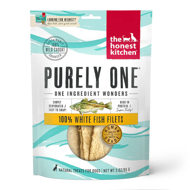 The Honest Kitchen Purely One Dog Treats - 100% White Fish Filets - 3 oz image number null
