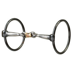 Weaver Equine Ring Snaffle Bit with Sweet Iron Dogbone Mouth Bit with Copper Inlay