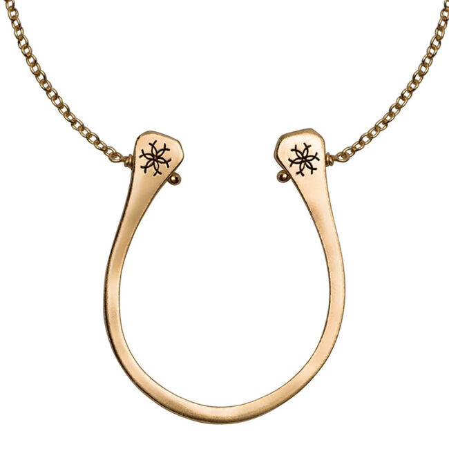 Urban Equestrian Lucky Horseshoe Nail Necklace - Gold - Closeout image number null