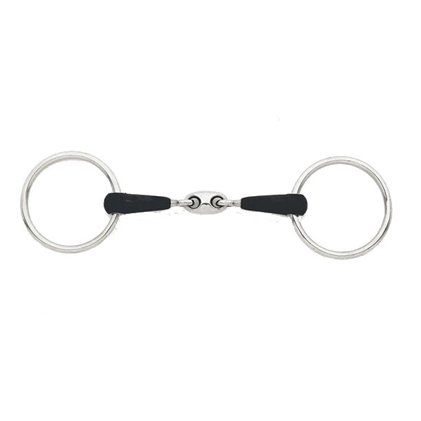 LOOSE RING HORSE BITS STAINLESS STEEL WITH RIGID RUBBER SNAFFLE MOUTH 