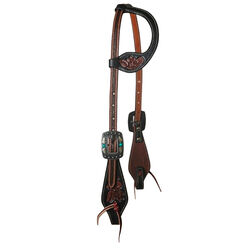 Professional's Choice One-Ear Floral Turquoise Feather Headstall