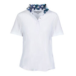 Ovation Kids' Ellie Tech Short Sleeve Show Shirt - White/Blue Whimsical Horses