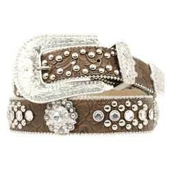 Blazin Roxx Women's Concho Studded Floral Embossed Western Belt