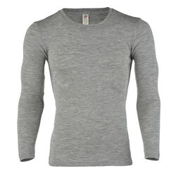 Engel Men's Wool/Silk Blend Long-Sleeve Shirt - Light Grey Melange