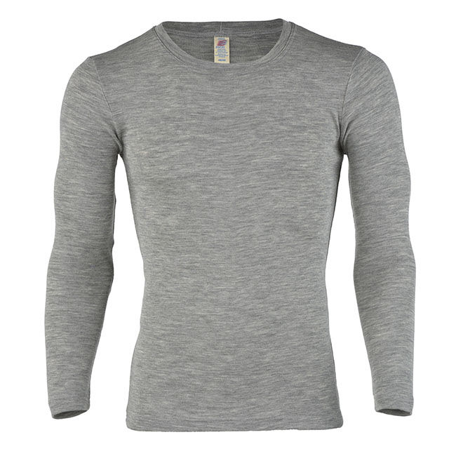Engel Men's Wool/Silk Blend Long-Sleeve Shirt - Light Grey Melange image number null
