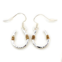 Wyo-Horse Earrings - Wire-Wrapped Horseshoes - Silver