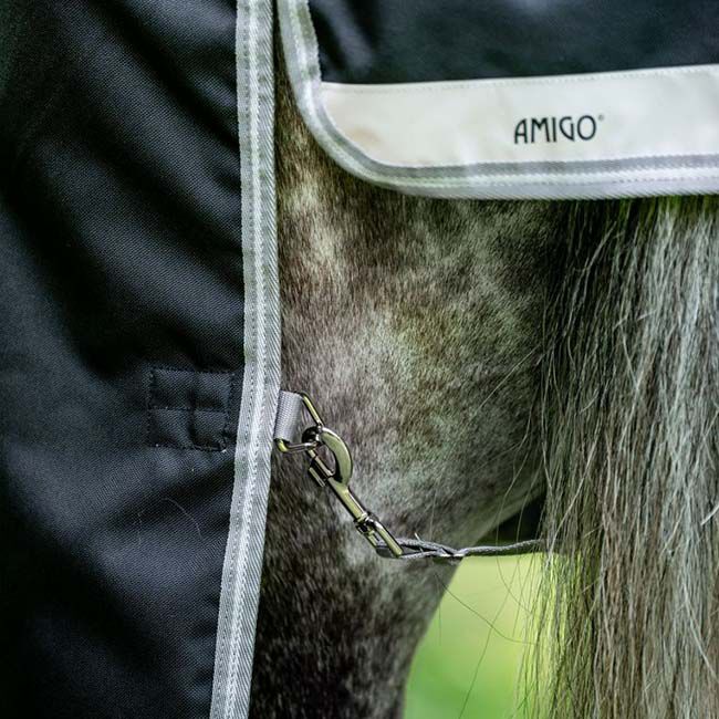 Horseware Amigo Bravo 12 Plus Turnout (400g Heavy) -Black/Titanium Grey & Silver image number null