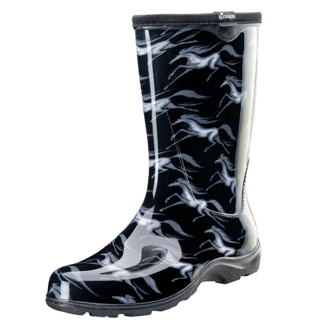 Sloggers Women's Rain Garden Boot Black Horses Closeout