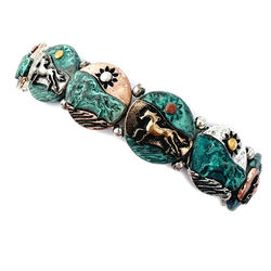 Wyo-Horse Colored Horsescape Bracelet - Patina
