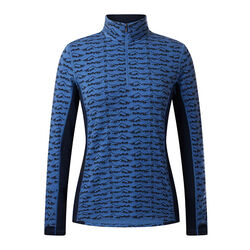Kerrits Women's Stable Temp Merino Wool Quarter Zip Top - True Blue Wild Horses