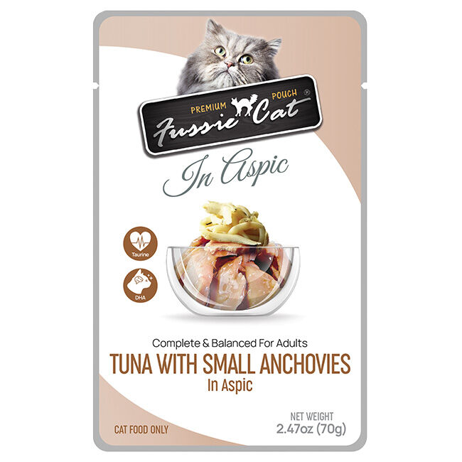 Fussie Cat Premium Pouch in Aspic - Tuna with Small Anchovies in Aspic - 2.47 oz image number null