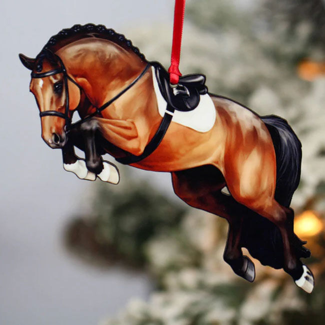 Classy Equine Ornament - Bay Hunter Jumping Horse image number null