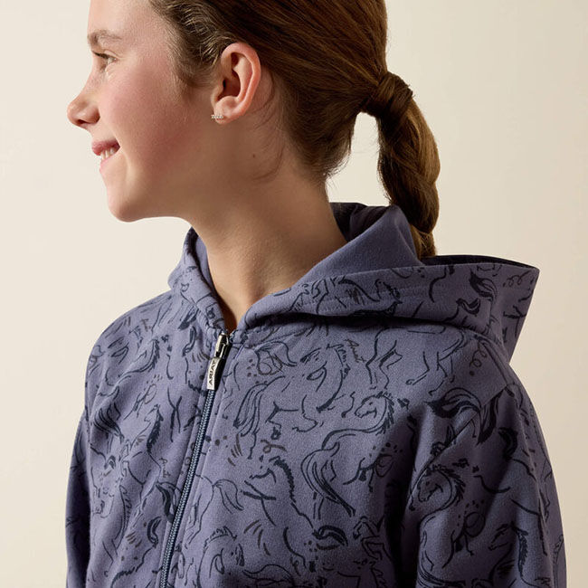 Ariat Kids' Spiffy Full Zip Sweatshirt - Grisaille Horsin' Around image number null