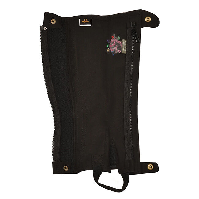 Ovation Kids' Embroidered Amara Suede Half Chaps - Black Horse & Hearts image number null
