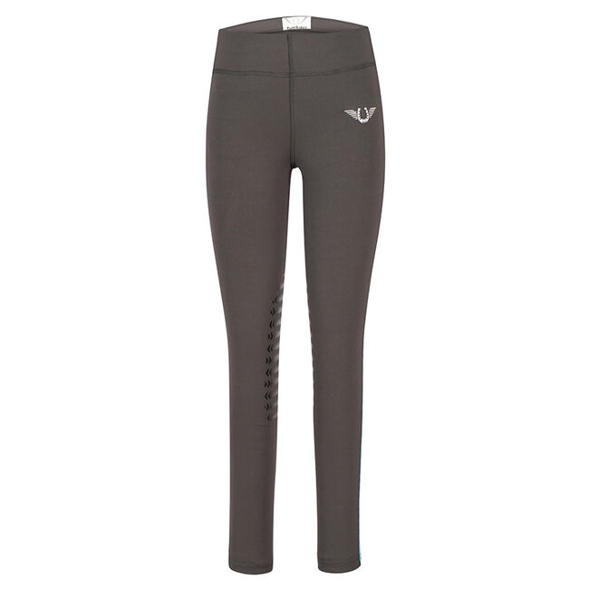 TuffRider Kids' Ventilated Schooling Tight - Charcoal/Neon Blue image number null