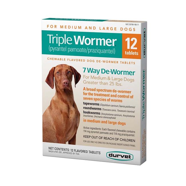 Durvet Triple Wormer for Dogs - 25lbs and > image number null
