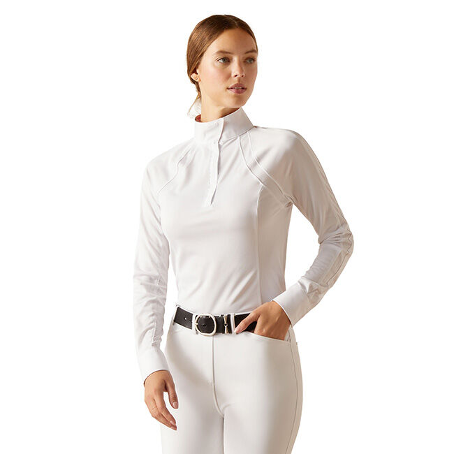 Ariat Women's Sunstopper 3.0 Pro Show Shirt - White/Tea Rose image number null