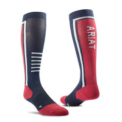 Ariat AriatTEK Slimline Performance Socks - Navy/Red