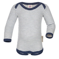 Engel Baby/Toddler Organic Wool/Silk Blend Striped Bodysuit - Natural/Navy
