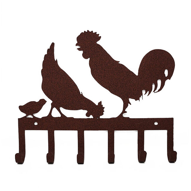 Metal Mazing Key Holder - Handmade in NH - Rooster & Hen - Closeout image number null