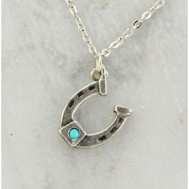 Finishing Touch of Kentucky Retro Silver Turquoise Stone Necklace image number null