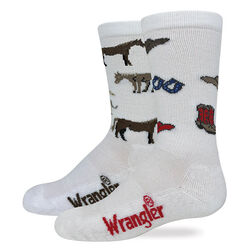Wrangler Kids' Western Boot Socks - 2 Pairs - White