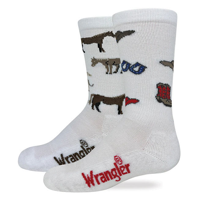 Wrangler Kids' Western Boot Socks - 2 Pairs - White image number null