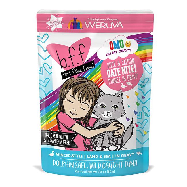Weruva BFF OMG Date Night! Duck & Salmon Dinner in Gravy Pouched Cat Food image number null