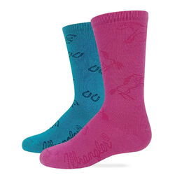 Wrangler Girls' Boot Socks - 2-Pack - Fuchsia/Teal