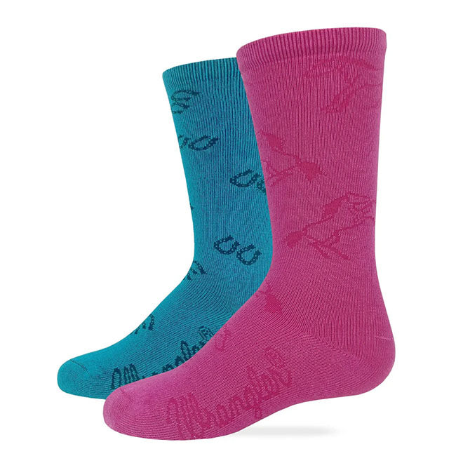 Wrangler Girls' Boot Socks - 2 Pairs - Fuchsia/Teal image number null