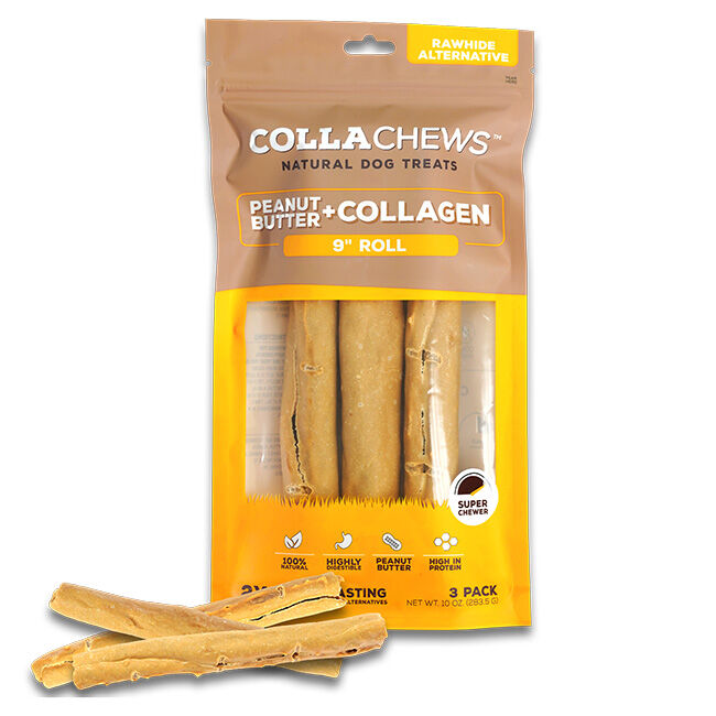 CollaChews Peanut Butter & Collagen Dog Treats - 9" Rolls - 3-Pack image number null