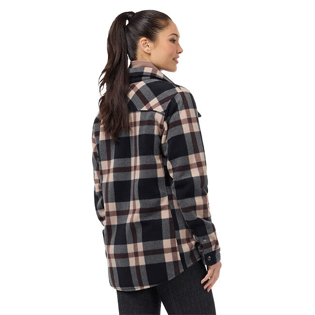 Kerrits Women's Alpine Fleece Snap Front Barn Shirt - Black/Mocha Plaid image number null