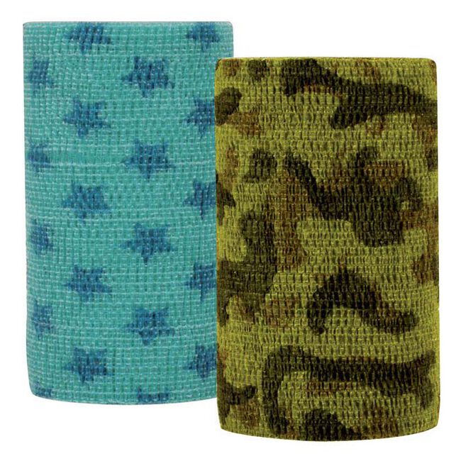 Andover PowerFlex Cohesive Bandage Teal Stars image number null