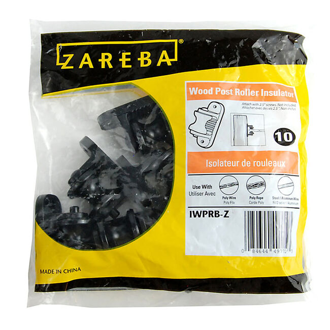 Zareba IWPRB-Z Black Plastic Roller Insulator for Wood Posts 10 Pack image number null