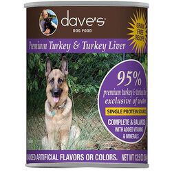 Dave's 95% Premium Meats Canned Dog Food, Turkey & Turkey Liver - 13.2 oz